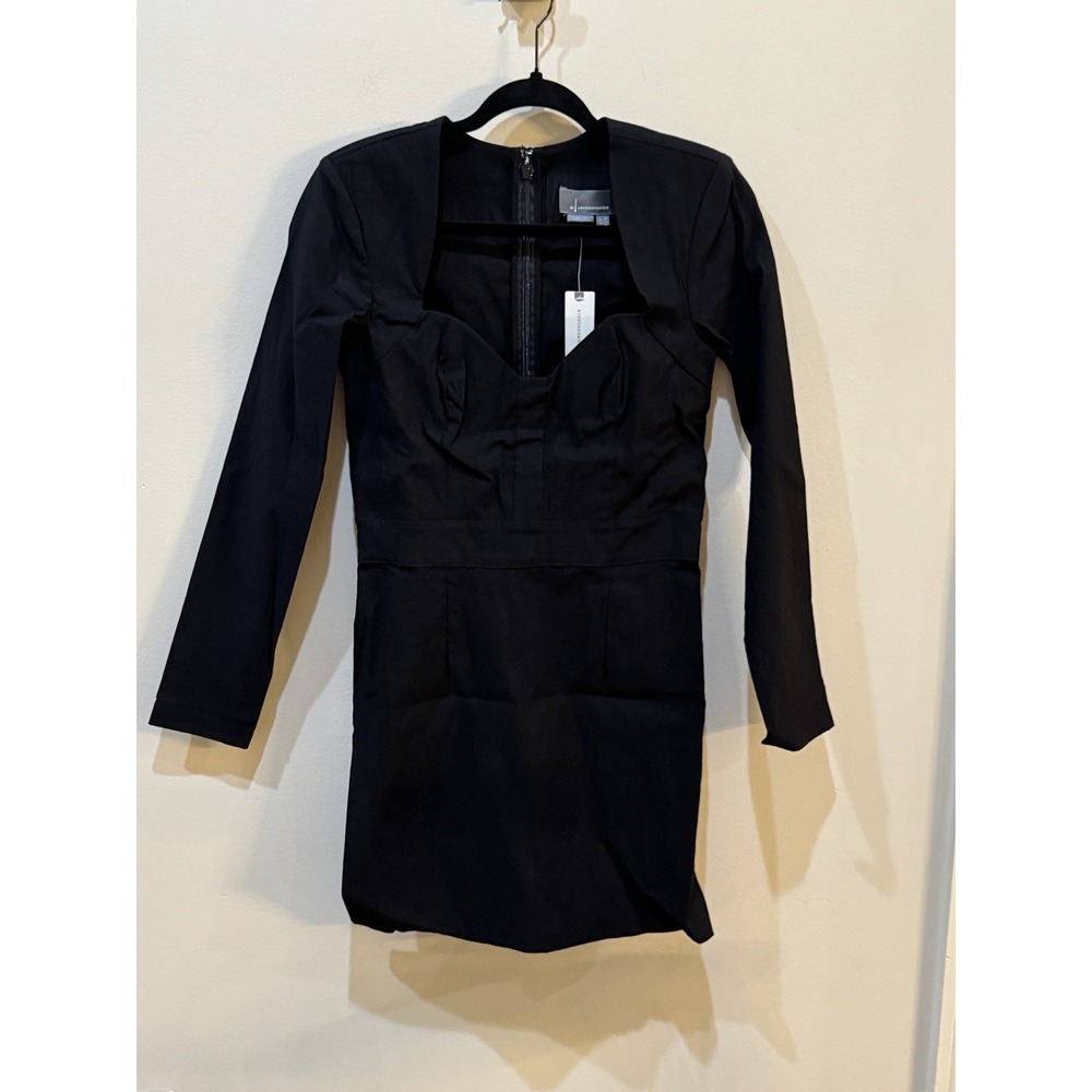NEW By Anthropologie Long-Sleeve Sweetheart Slim Mini Dress size 6 black nwt! - Picture 3 of 14